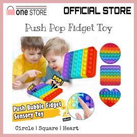 Rainbow Coloured Pop It Sensory Fidget Silicone Push Pop Toy For Kids & Stress Relief