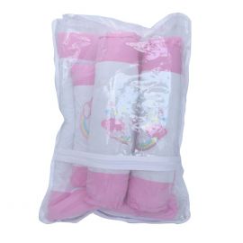 Baby Quilt Set With 1 Square Pillow,  2 roller pillows | Size: 68x54cm | Color - Pink