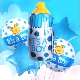 5 Pcs Baby Shower Foil Balloon Set - It's a Boy Foil Set - Blue Baby Boy Theme