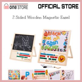 Double Sided Wooden Magnetic Little Art Easel for Kids - 2-Sided Wooden Magnetic Easel