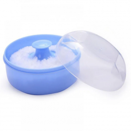  Mini Portable Baby Soft Face Cosmetic Powder Puff Sponge Box Case Container Blue 