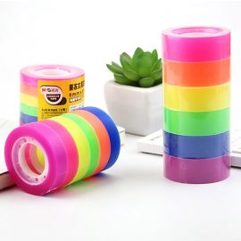 Invisible Matte Finish Colorful Highlighter Adhesive Color Cello Tape - 6 Pcs Set
