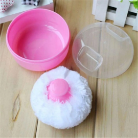 Portable Baby Soft Face Cosmetic Powder Puff Sponge Box Case Container Pink
