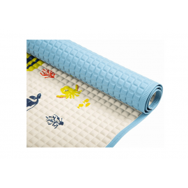 Kemi Baby Cot Sheet Rubber Cot Sheet Cot Sheet Air Filled Printed Size - 90cm x 60cm | Color - White and Blue