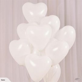 10 Pcs Heart Shape Latex Balloons  - White