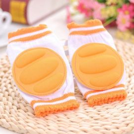 Baby Soft Cotton Toddler Baby Knee Pads | Kids Knee Guards for kids | Elbow Safety Protectors | Infant Knee Cover Crawling Guard |Color - Orange