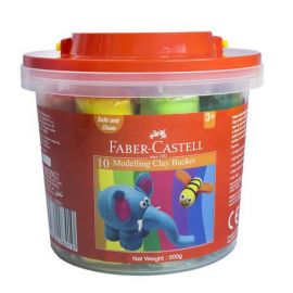 FABER-CASTELL MODELLING CLAY 500 Plastic Bucket - 10 Colours