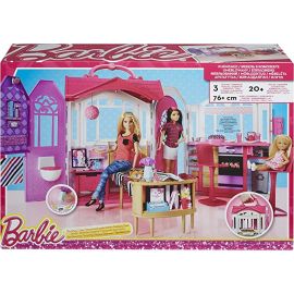 Barbie Glam Getaway Portable Dollhouse, 1 Story With Furniture, Accessories And Carrying Handle, For 3 To 7 Year Olds