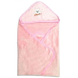 Born Baby Blanket With Cap | Newborn Baby Swaddle Wrapper | Premium Quality Baby Blanket With Hooded | Cotton Baby Blanket | Color - Pink
