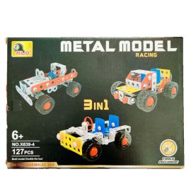 DIY Metal Model 3 in 1 Racing Cars - 127 Pieces Metal Building Blocks with Tools - Metal Assembly Racing Cars for Children - Learning Toys X639-4