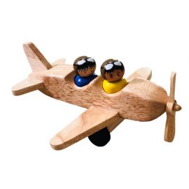 EduToys Artisan Island Aeroplane with Pilots â€“ Wood Finish