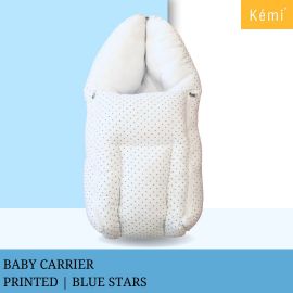 Kemi Baby Carrier | Baby Carrier with Free Bag | Baby Sleeping Bag | 100% Cotton | Baby mattress | Baby Safety | Export Quality | Size - L - 60cm | W - 40cm | H - 16cm | Color - Printed Blue Stars 