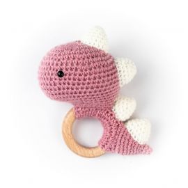 True Crochet Dino Rattle - Pink