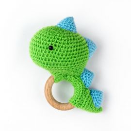 True Crochet Dino Rattle - Green