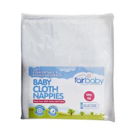 FAIRBABY Nappy 22 x 22 Plain (6 in a Pack)- White