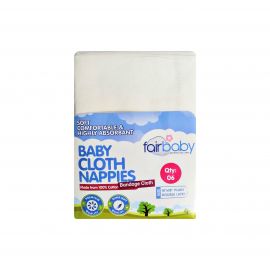 Fairbaby Bandage Cloth Nappy 18Ã—18 Plain- White-(6 In A Pack)