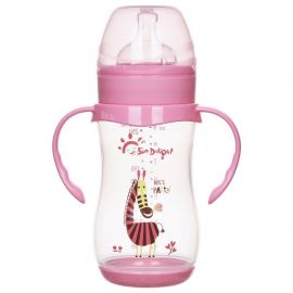 SUNDELIGHT WIDE NECK BOTTLE WITH HANDLE 0M+ 260ML - COLOR PINK 