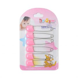 Dr Gym Stainless Steel Safety Pins| 6pcs | Diaper Pins | Nappy Safety Pins Hold Clip Locking Cloth | Color - Pink