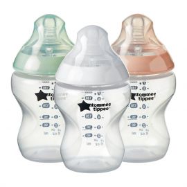 TOMMEE TIPPEE CLOSER TO NATURE ANTI-COLIC BABY BOTTLES WITH SLOW FLOW TEATS 260ML ORANGE 