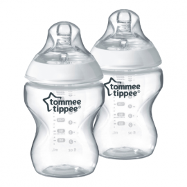TOMMEE TIPPEE CLOSER TO NATURE ANTI-COLIC BABY BOTTLES WITH SLOW FLOW TEATS 260ML WHITE