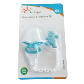 SUNDELIGHT SILICON SOOTHER & SAFETY CHAIN 0-3M+ COLOR BLUE