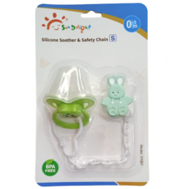 SUNDELIGHT SILICON SOOTHER & SAFETY CHAIN 0-3M+ COLOR GREEN