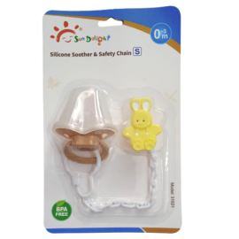 SUNDELIGHT SILICON SOOTHER & SAFETY CHAIN 0-3M+ COLOR YELLOW