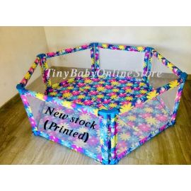 Mom & Baby 6 panel playpen with matters - Printed