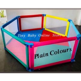 Mom & Baby 6 panel playpen with matters - Plain Colors